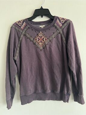 Ecote Purple Embellished Crewneck Sweater